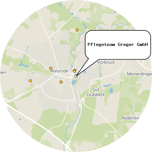 Kartenausschnitt für die Firma Pflegeteam Greger GmbH