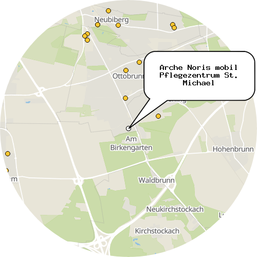 Kartenausschnitt für die Firma Arche Noris mobil Pflegezentrum St. Michael