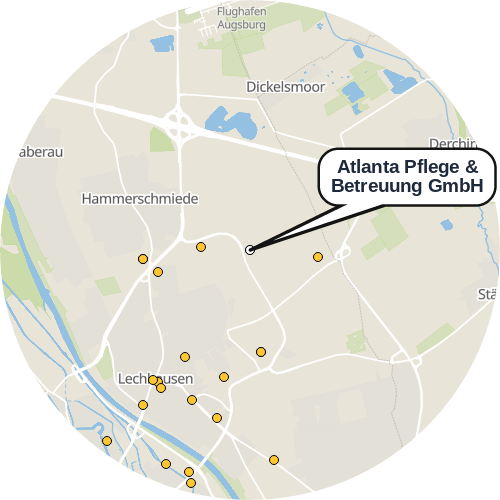 Kartenausschnitt für die Firma Atlanta Pflege & Betreuung GmbH