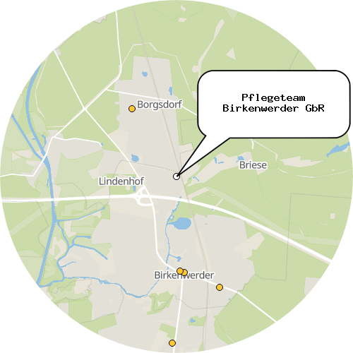 Kartenausschnitt für die Firma Pflegeteam Birkenwerder GbR