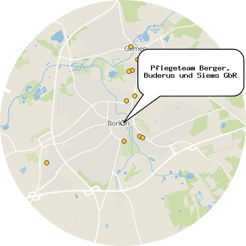 Kartenausschnitt für die Firma Pflegeteam Berger, Buderus und Siems GbR