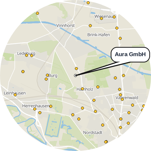Kartenausschnitt für die Firma Aura GmbH