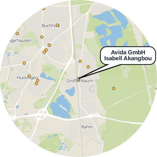 Kartenausschnitt für die Firma Avida GmbH Isabell Akangbou