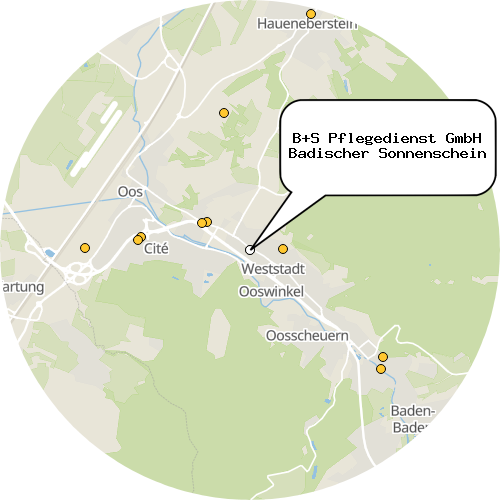 Kartenausschnitt für die Firma B+S Pflegedienst GmbH Badischer Sonnenschein