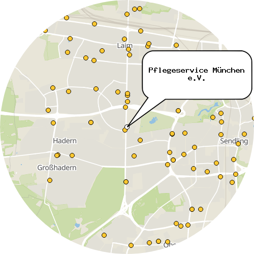 Kartenausschnitt für die Firma Pflegeservice München e.V.