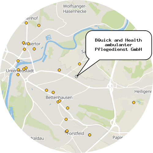 Kartenausschnitt für die Firma BQuick and Health ambulanter Pflegedienst GmbH