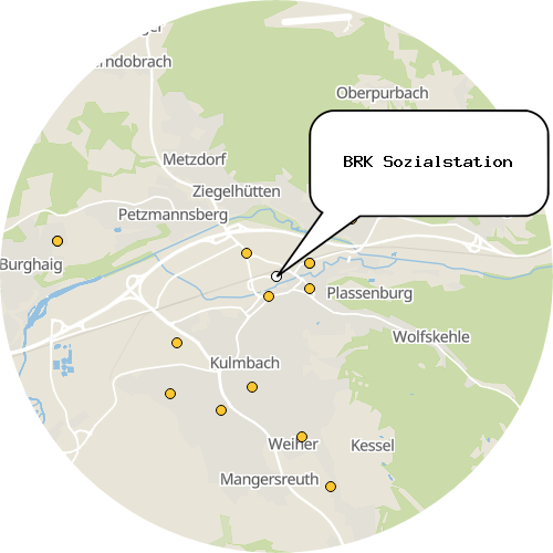 Kartenausschnitt für die Firma BRK Sozialstation