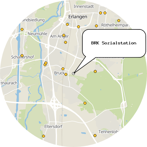 Kartenausschnitt für die Firma BRK Sozialstation
