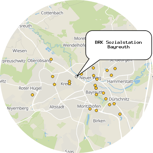 Kartenausschnitt für die Firma BRK Sozialstation Bayreuth