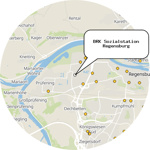 Kartenausschnitt für die Firma BRK Sozialstation Regensburg