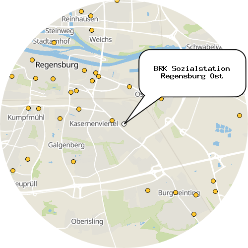 Kartenausschnitt für die Firma BRK Sozialstation Regensburg Ost