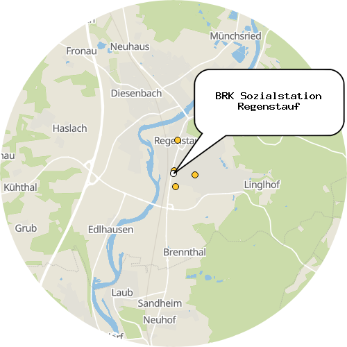 Kartenausschnitt für die Firma BRK Sozialstation Regenstauf
