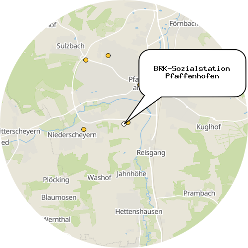 Kartenausschnitt für die Firma BRK-Sozialstation Pfaffenhofen