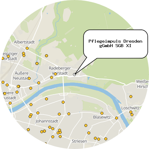 Kartenausschnitt für die Firma Pflegeimpuls Dresden gGmbH SGB XI