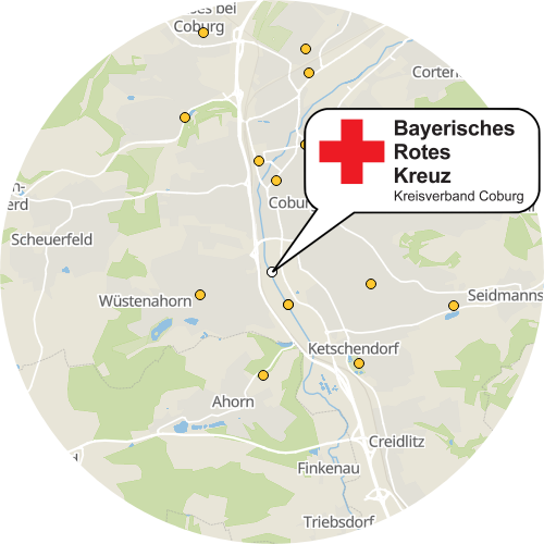 Kartenausschnitt für die Firma Bayerisches Rotes Kreuz,  Kreisverband Coburg  Sozialstation Coburg - Untersiemau