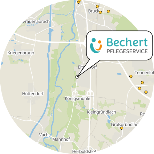 Kartenausschnitt für die Firma Bechert GmbH Pflegeservice