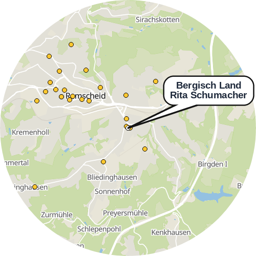 Kartenausschnitt für die Firma Bergisch Land Rita Schumacher