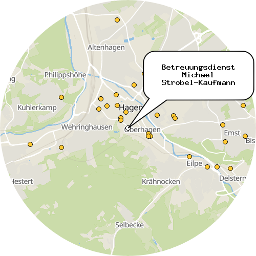 Kartenausschnitt für die Firma Betreuungsdienst Michael Strobel-Kaufmann