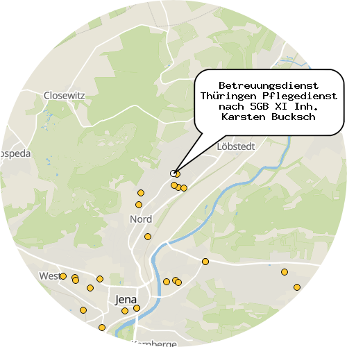 Kartenausschnitt für die Firma Betreuungsdienst Thüringen Pflegedienst nach SGB XI Inh. Karsten Bucksch