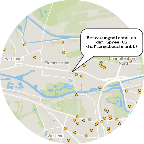 Kartenausschnitt für die Firma Betreuungsdienst an der Spree UG (haftungsbeschränkt)
