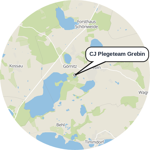 Kartenausschnitt für die Firma CJ Plegeteam Grebin