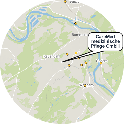 Kartenausschnitt für die Firma CareMed medizinische Pflege GmbH