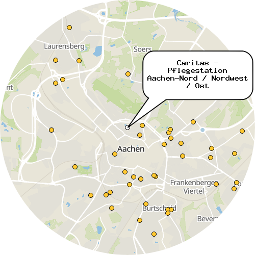 Kartenausschnitt für die Firma Caritas - Pflegestation Aachen-Nord / Nordwest / Ost