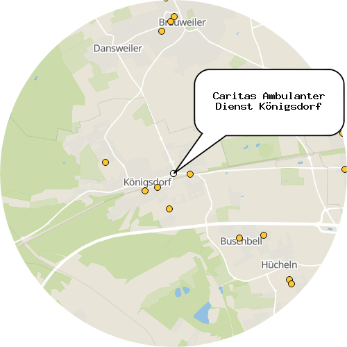 Kartenausschnitt für die Firma Caritas Ambulanter Dienst Königsdorf