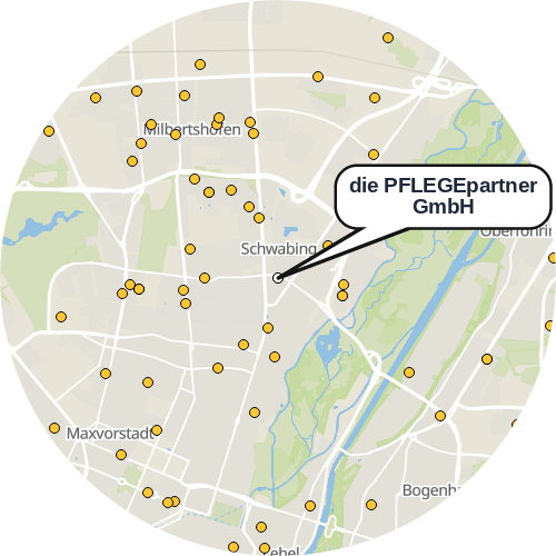 Kartenausschnitt für die Firma die PFLEGEpartner GmbH