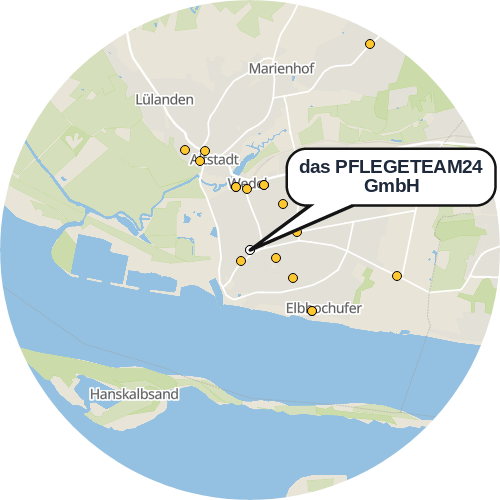 Kartenausschnitt für die Firma das PFLEGETEAM24 GmbH