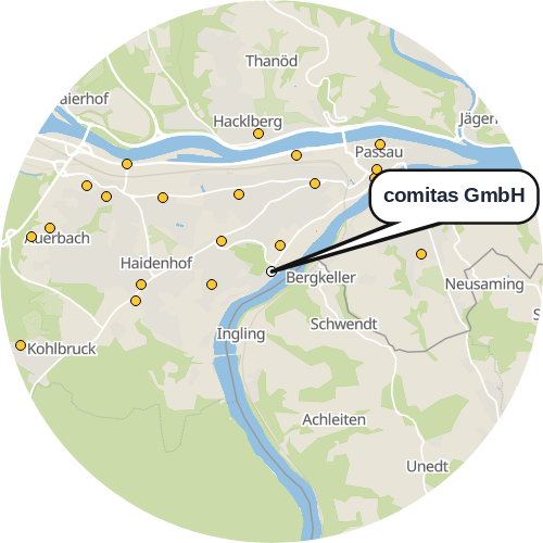 Kartenausschnitt für die Firma comitas GmbH