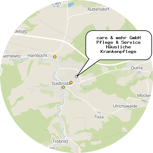 Kartenausschnitt für die Firma care & mehr GmbH Pflege & Service Häusliche Krankenpflege