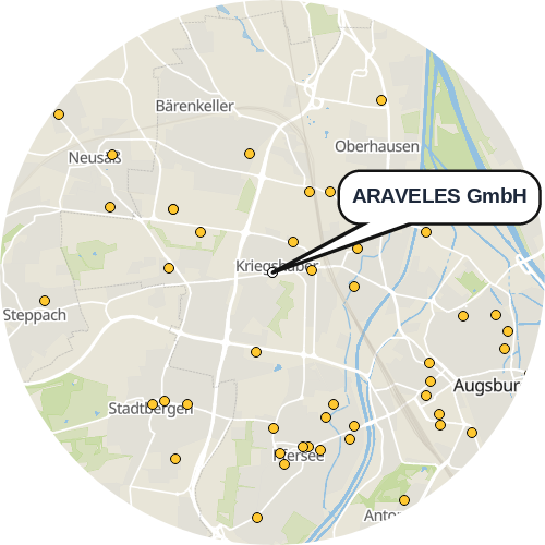 Kartenausschnitt für die Firma ARAVELES GmbH