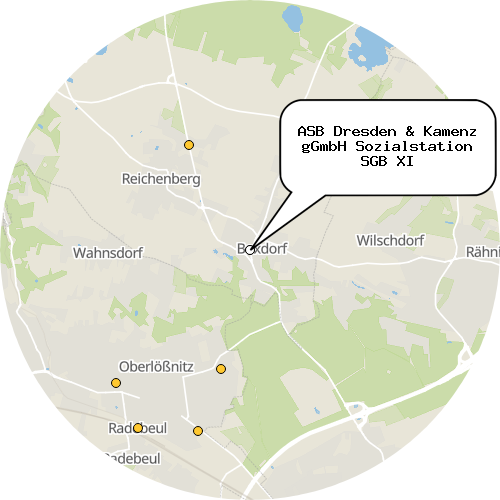 Kartenausschnitt für die Firma ASB Dresden & Kamenz gGmbH Sozialstation SGB XI