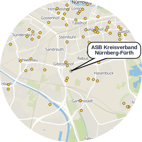 Kartenausschnitt für die Firma ASB Kreisverband Nürnberg-Fürth
