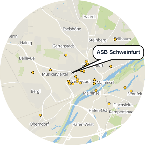 Kartenausschnitt für die Firma ASB Schweinfurt