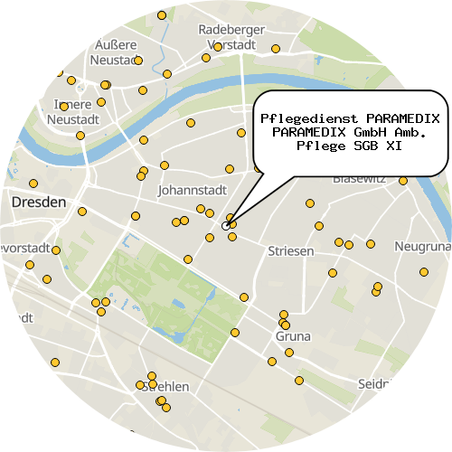 Kartenausschnitt für die Firma Pflegedienst PARAMEDIX PARAMEDIX GmbH Amb. Pflege SGB XI