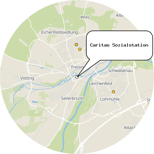 Kartenausschnitt für die Firma Caritas Sozialstation