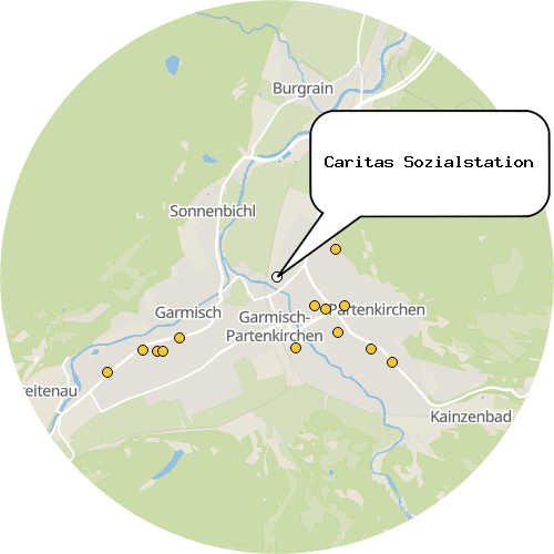 Kartenausschnitt für die Firma Caritas Sozialstation