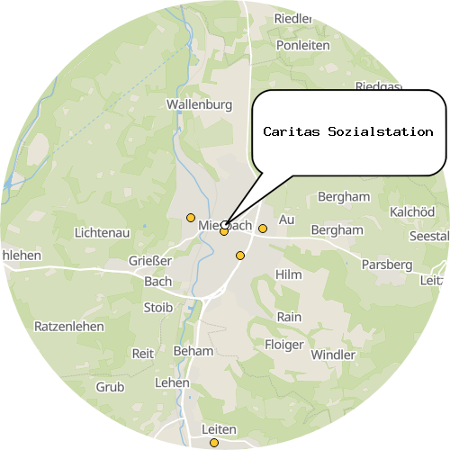 Kartenausschnitt für die Firma Caritas Sozialstation
