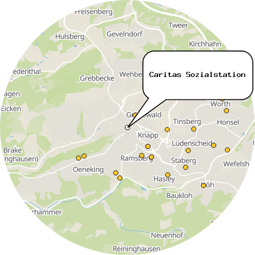 Kartenausschnitt für die Firma Caritas Sozialstation