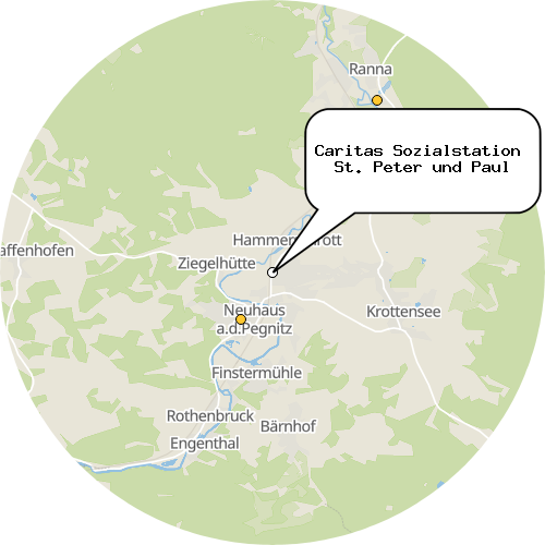 Kartenausschnitt für die Firma Caritas Sozialstation  St. Peter und Paul