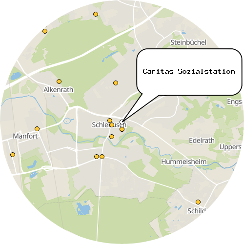 Kartenausschnitt für die Firma Caritas Sozialstation