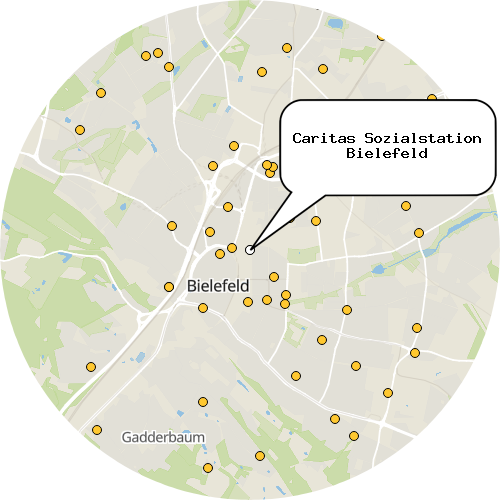 Kartenausschnitt für die Firma Caritas Sozialstation Bielefeld
