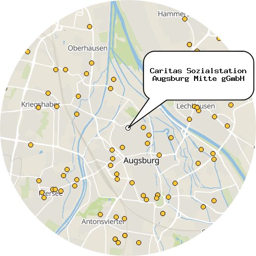 Kartenausschnitt für die Firma Caritas Sozialstation Augsburg Mitte gGmbH
