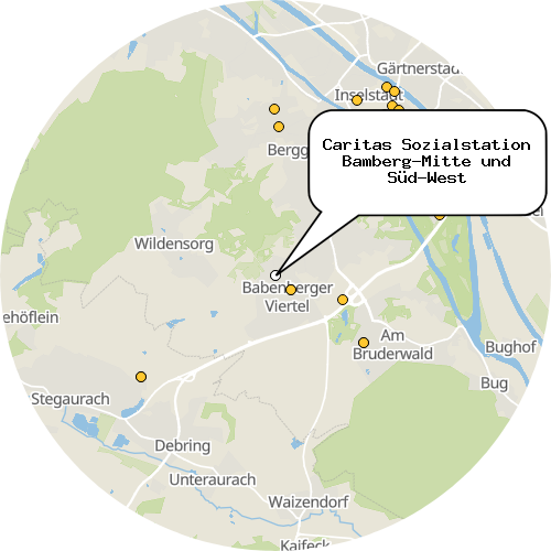 Kartenausschnitt für die Firma Caritas Sozialstation Bamberg-Mitte und Süd-West