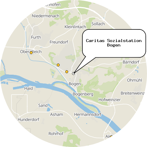 Kartenausschnitt für die Firma Caritas Sozialstation Bogen