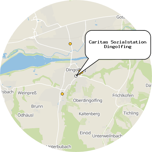 Kartenausschnitt für die Firma Caritas Sozialstation Dingolfing