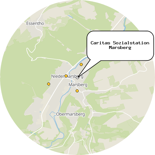 Kartenausschnitt für die Firma Caritas Sozialstation Marsberg
