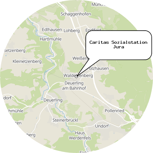 Kartenausschnitt für die Firma Caritas Sozialstation Jura